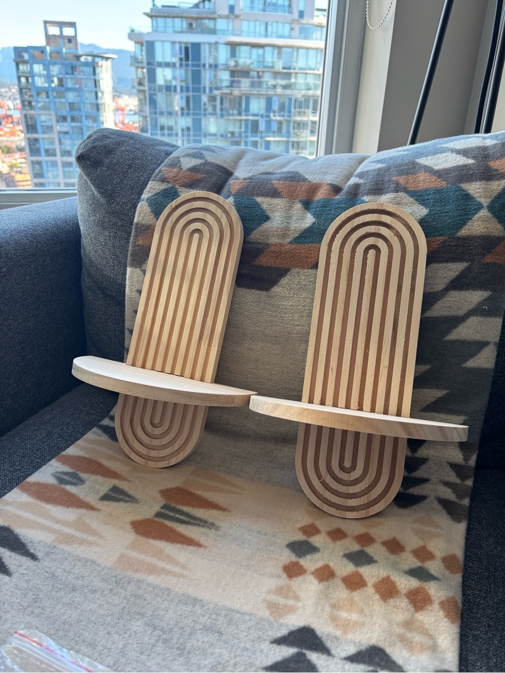 NEW Wooden Arch Wall Floating Shelf Pair in Natural Wood